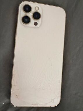 Smartphone with gold and black Panel and Triple Camera not working